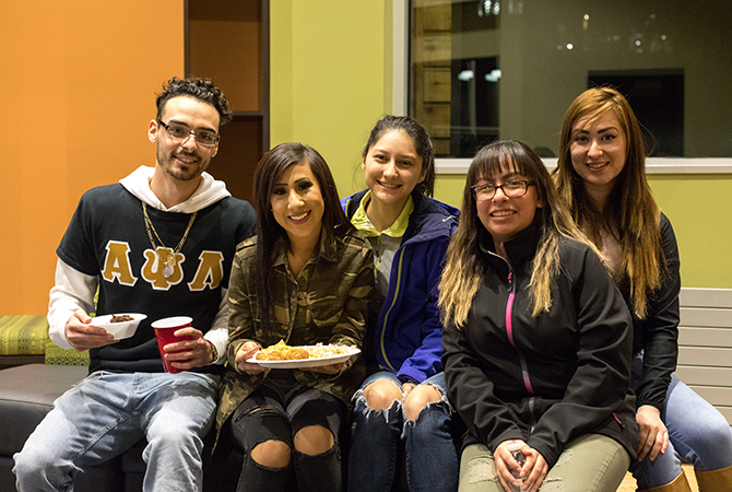 Students hanging out during an event